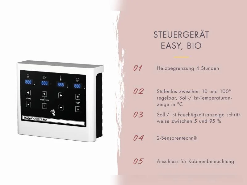 Karibu Saunahaus Miramar natur, inkl. 9 kW Bioofen ext. Steuerung, inkl. Vorraum, 73 mm