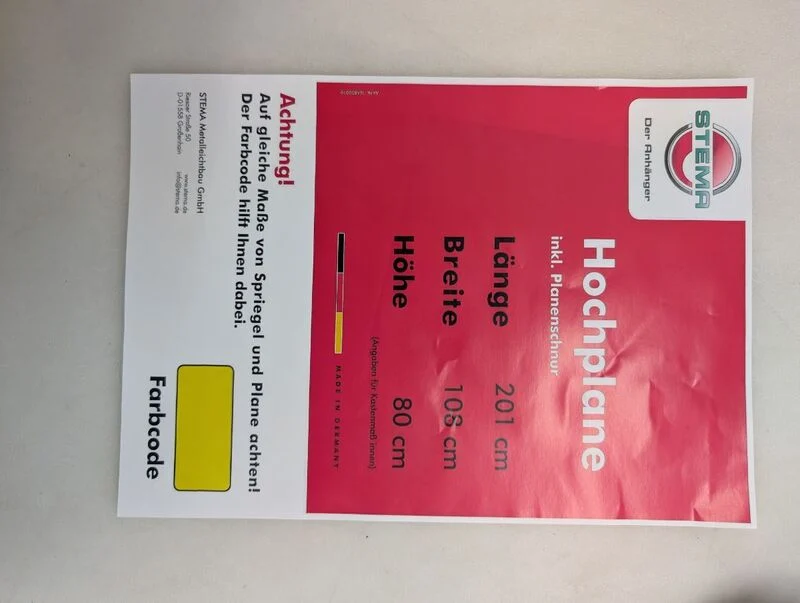 B-Ware Hochplanenset Variolux 750 850 PVC Plane Hochspriegel rot 80cm 2,3m³