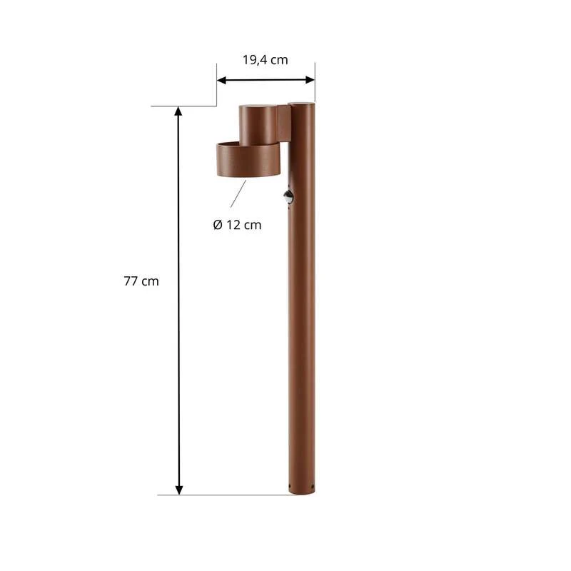 B-Ware Lucande Wegeleuchte Elune LED Gartenlampe mit Bewegungsmelder braun 77cm IP44