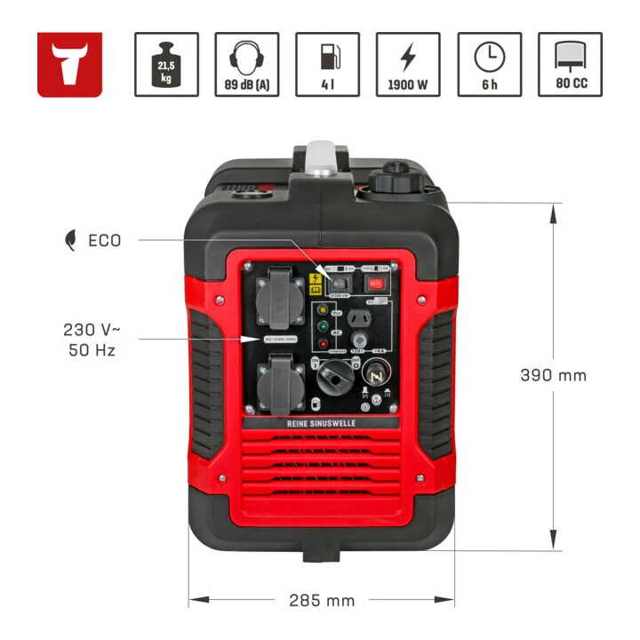 B-Ware STIER Inverter Stromerzeuger Premium SNS-190 1,9 kW 59 dB(A) leise tragbar 4l