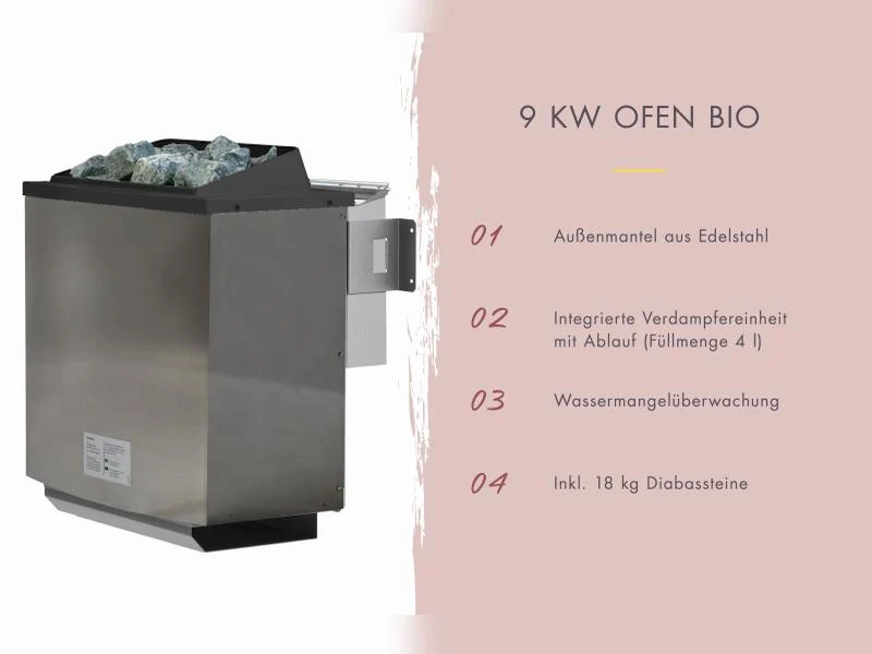 Karibu Saunahaus Hytti 6, inkl. 9 kW Bioofen ext. Steuerung -mit Iso-Tür- terragrau, 38 mm