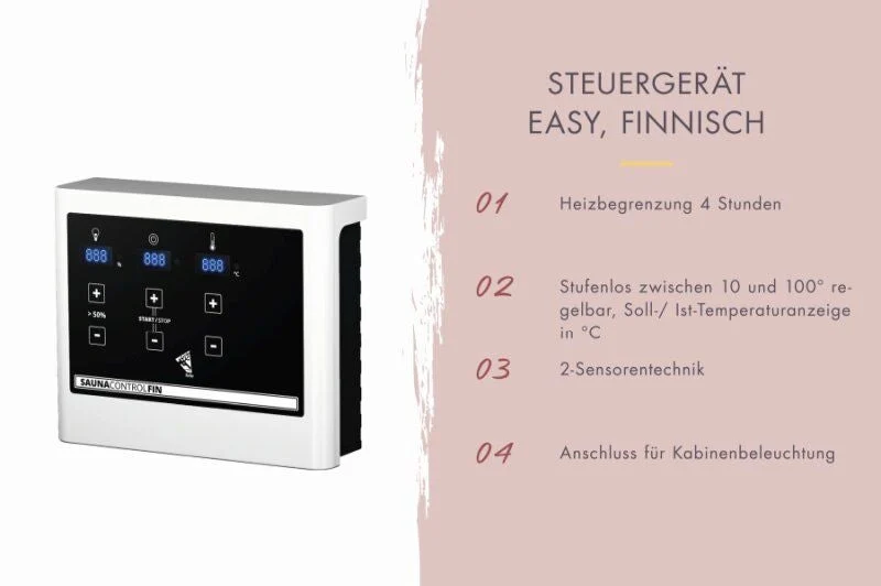 Karibu Saunahaus Hytti 6, inkl. 9 kW Ofen ext. Steuerung -mit Iso-Tür- terragrau, 38 mm