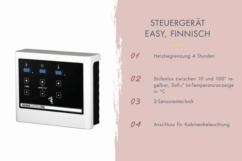 Karibu Saunahaus Hytti 6, inkl. 9 kW Ofen ext. Steuerung -mit Iso-Tür- terragrau, 38 mm