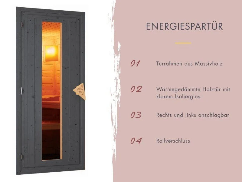 Karibu Saunahaus Hytti 6 38 mm - mit Iso-Tür, terragrau