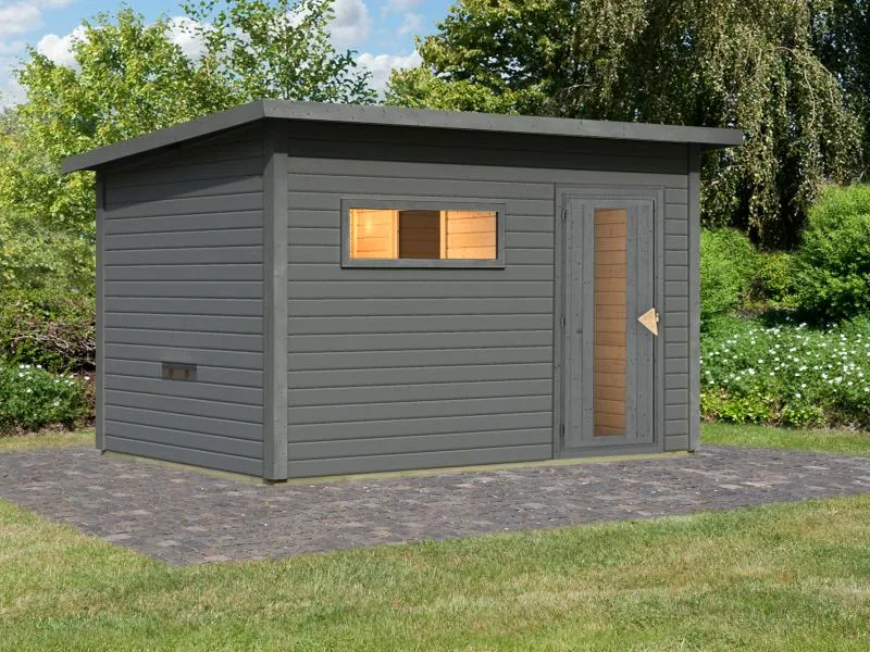 Karibu Saunahaus Hytti 6 38 mm - mit Iso-Tür, terragrau