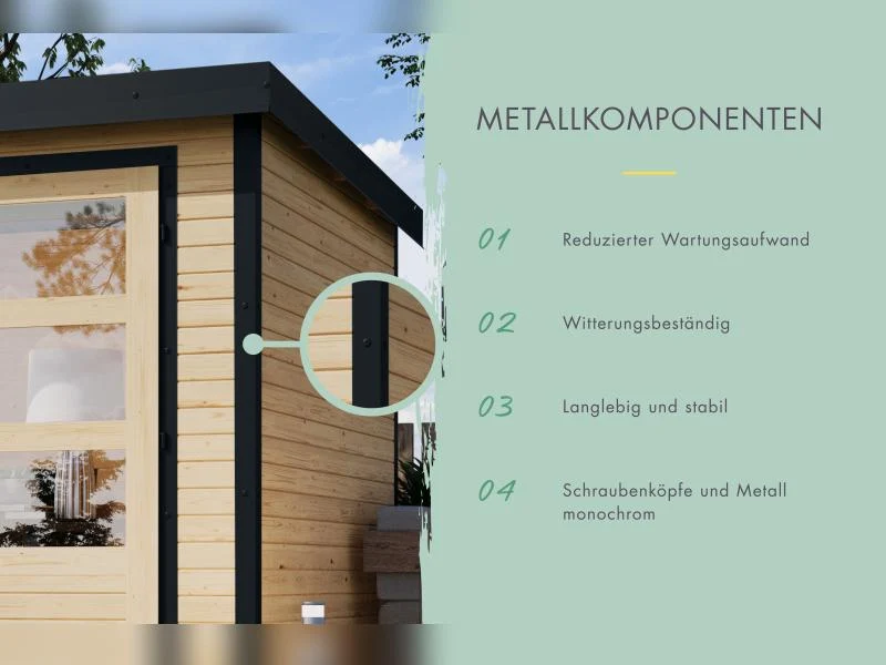 Karibu Hybrid Gartenhaus Jupiter 3,5 A naturbelassen/anthrazit, inkl. 2,35 m Anbaudach