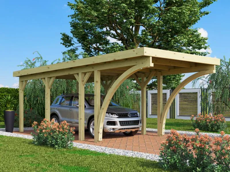Karibu Carport Classic Einzel 2 mit 2 Einfahrtsbögen kdi