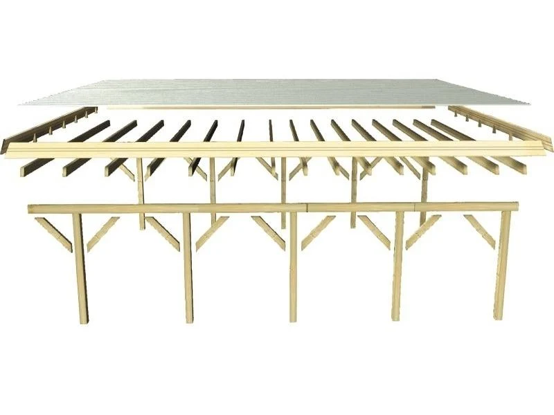 Karibu Carport Classic Einzel 2 mit 2 Einfahrtsbögen kdi
