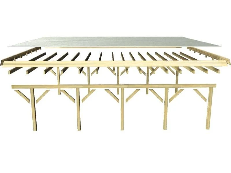 Karibu Carport Classic Einzel 2 mit 1 Einfahrtsbogen kdi
