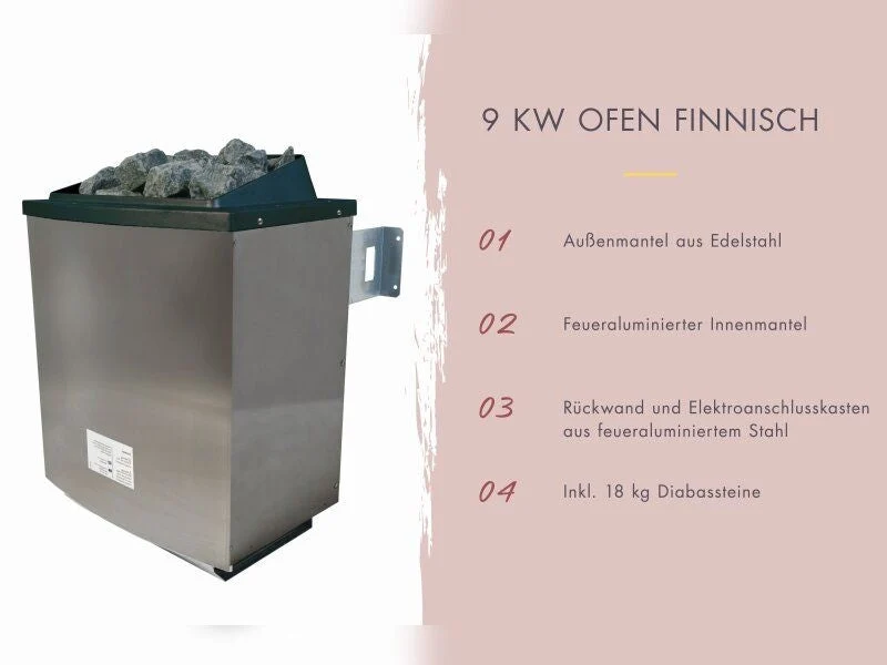 Karibu Saunahaus Hytti 6, inkl. 9 kW Ofen ext. Steuerung - mit Iso-Tür naturbelassen, 38 mm