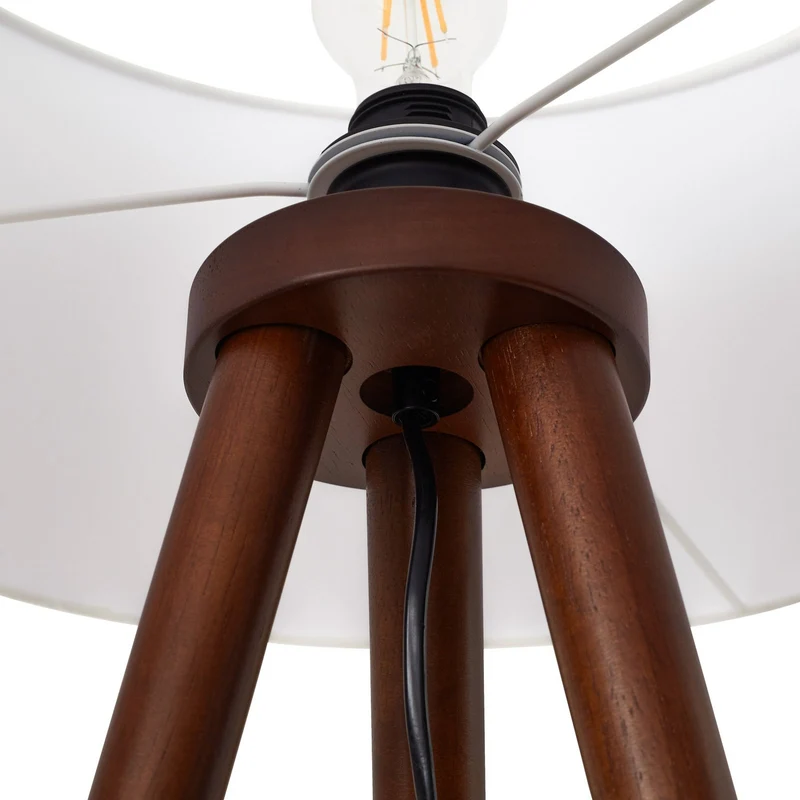B-Ware Lindby Stehleuchte Lampe Charlia weiß Wallnussholz Höhe 150 cm Wohnzimmer