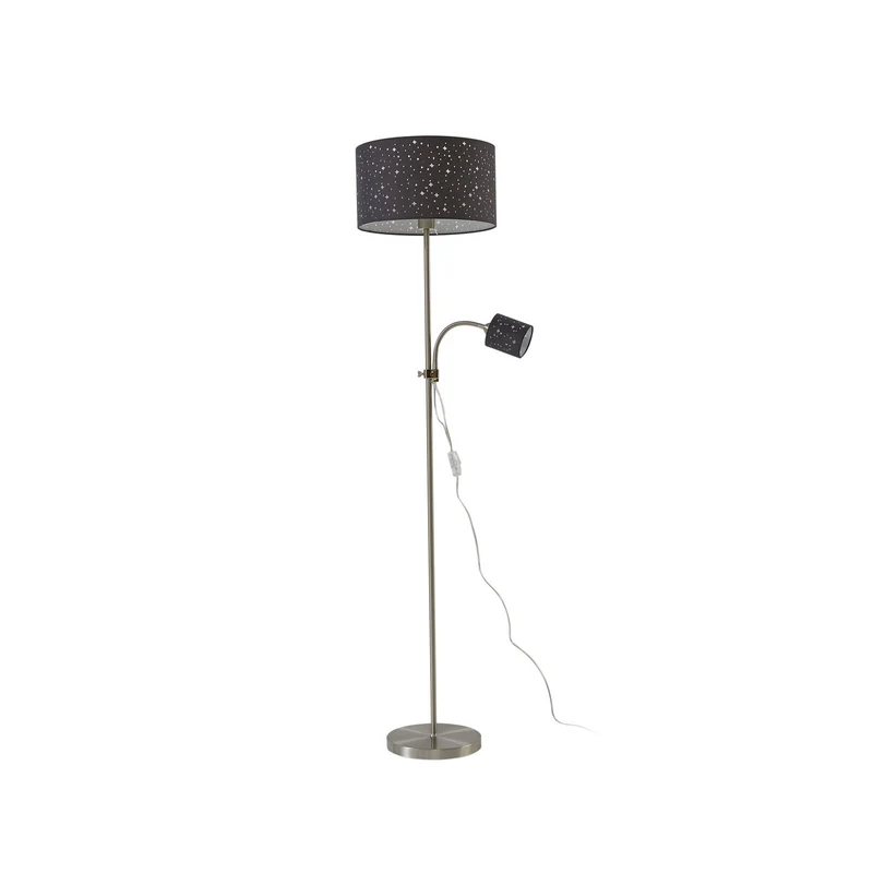 B-Ware Lindby Stehleuchte Lampe Melanie grau Stoff Ø 36 cm 2 flg Wohnzimmer Beleuchtung