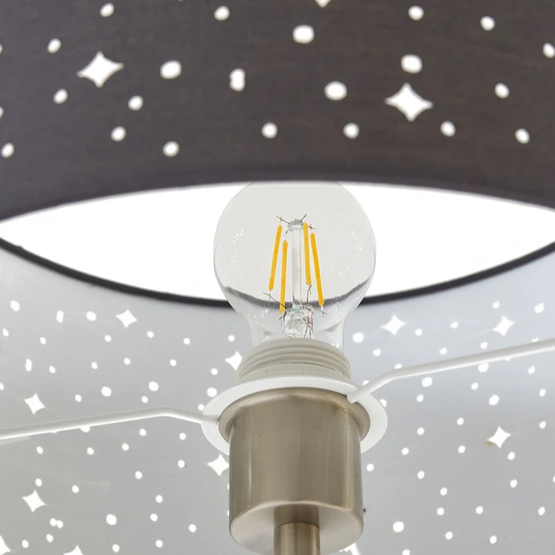 B-Ware Lindby Stehleuchte Lampe Melanie grau Stoff Ø 36 cm 2 flg Wohnzimmer Beleuchtung