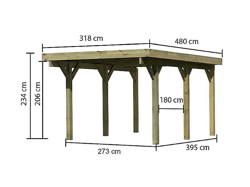 Karibu Carport Classic Einzel 1 ohne Einfahrtsbogen kdi