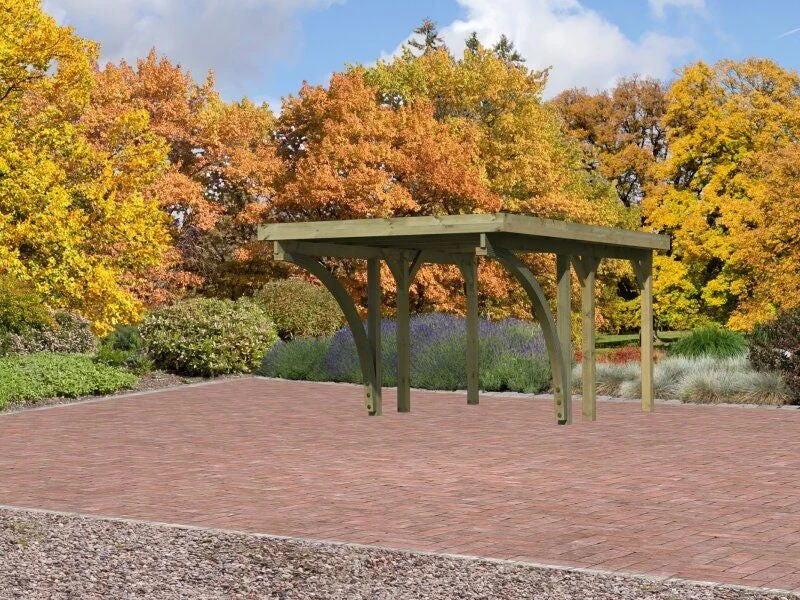 Karibu Carport Classic Einzel 1 mit 2 Einfahrtsbögen kdi - PVC