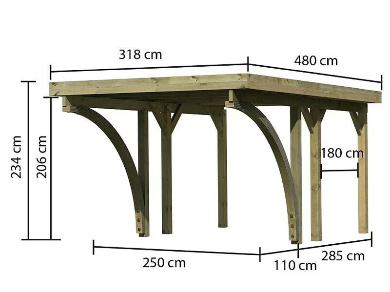 Karibu Carport Classic Einzel 1 mit 2 Einfahrtsbögen kdi - PVC