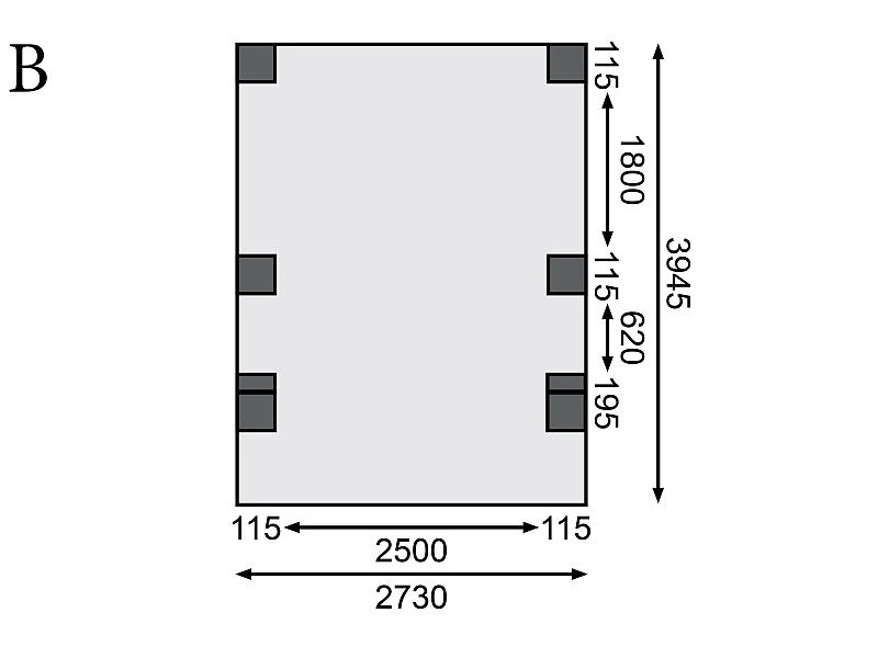 Karibu Carport Classic Einzel 1 mit 2 Einfahrtsbögen kdi - PVC