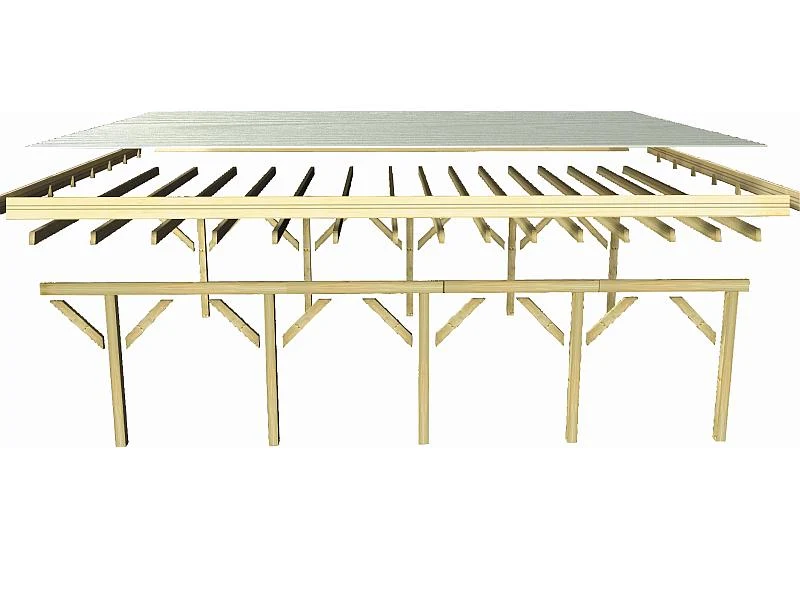 Karibu Carport Classic Einzel 1 mit 2 Einfahrtsbögen kdi - PVC
