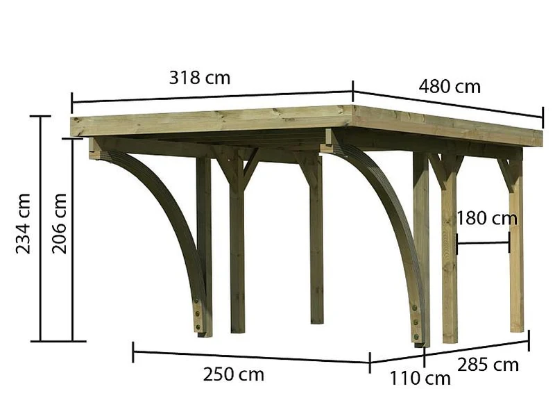 Karibu Carport Classic Einzel 1 mit 2 Einfahrtsbögen kdi - PVC