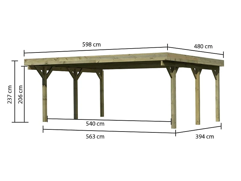 Karibu Carport Classic Doppel 1 ohne Einfahrtsbogen kdi