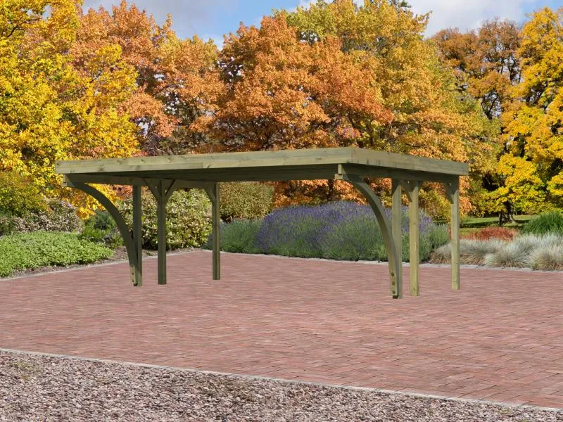 Karibu Carport Classic Doppel 1 mit 2 Einfahrtsbögen kdi