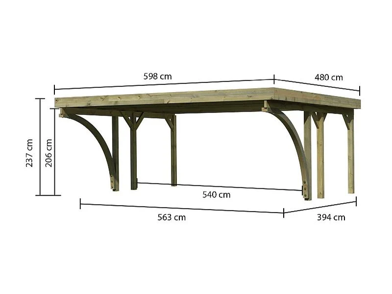 Karibu Carport Classic Doppel 1 mit 2 Einfahrtsbögen kdi