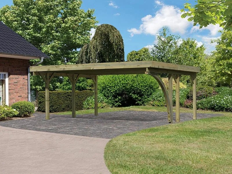 Karibu Carport Classic Doppel 1 mit 1 Einfahrtsbogen kdi