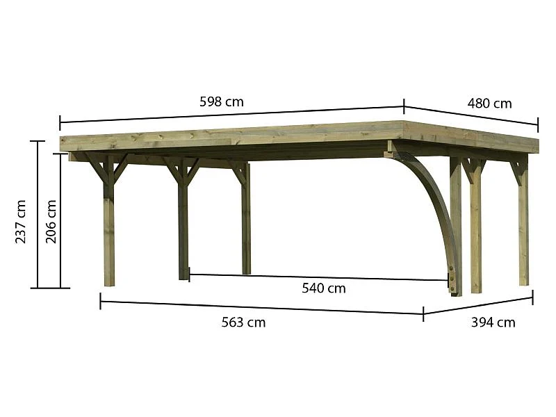 Karibu Carport Classic Doppel 1 mit 1 Einfahrtsbogen kdi