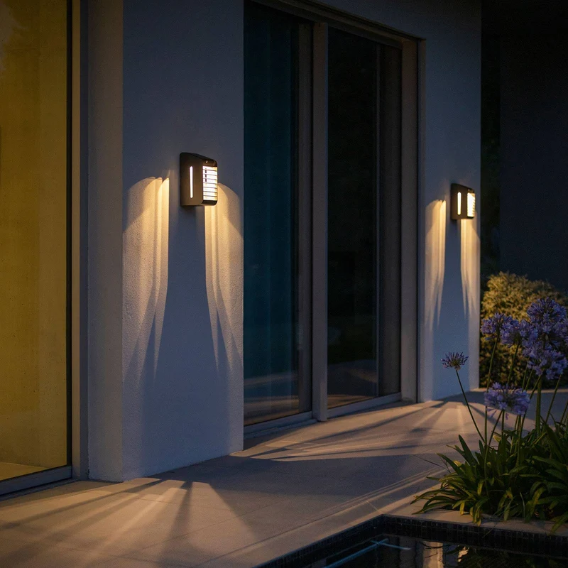 B-Ware Les Jardins LED-Solarwandleuchte Wandleuchte Lampe Leuchte Corner Sensor grau