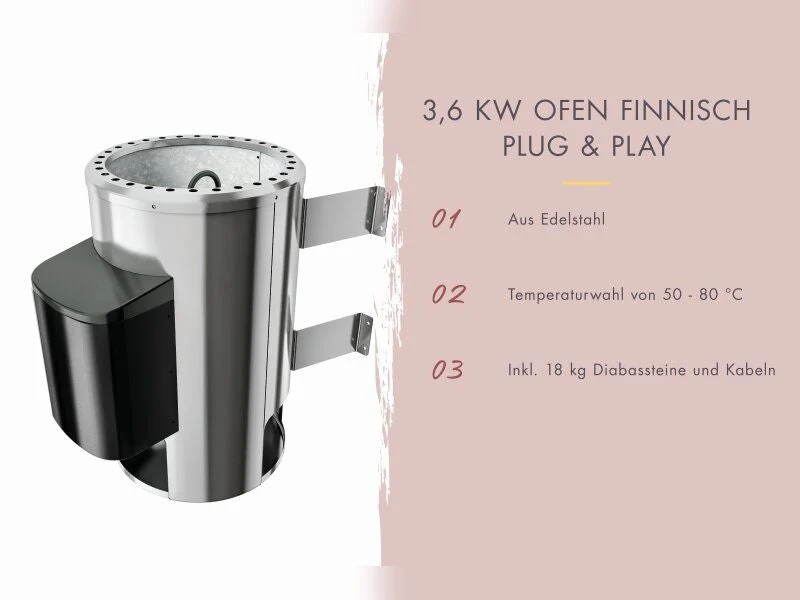 Karibu Sauna Irava 3 inkl. 3,6 kW Ofen ext. Steuerung