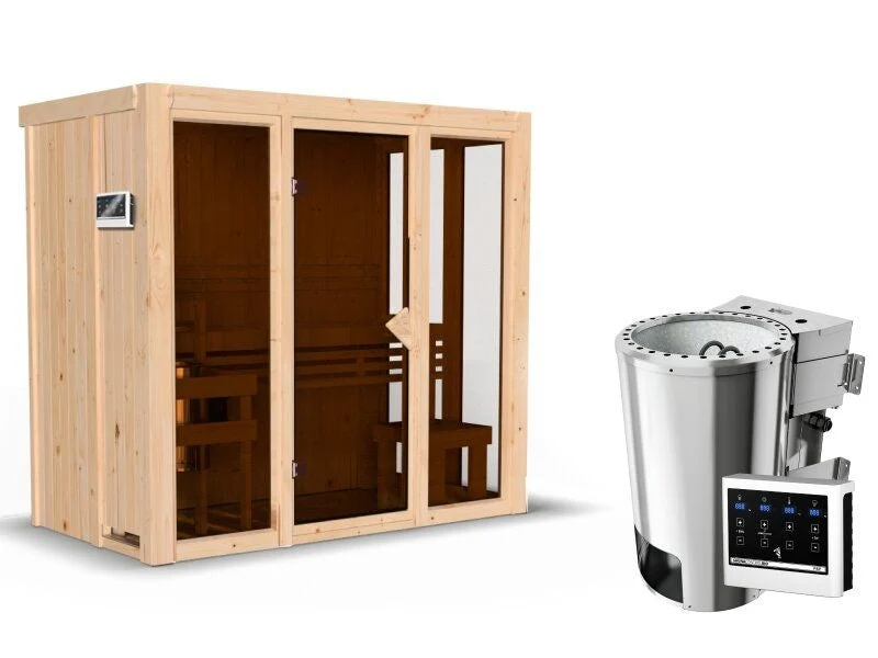 Karibu Sauna Irava 2 inkl. 3,6 kW Bioofen ext. Steuerung