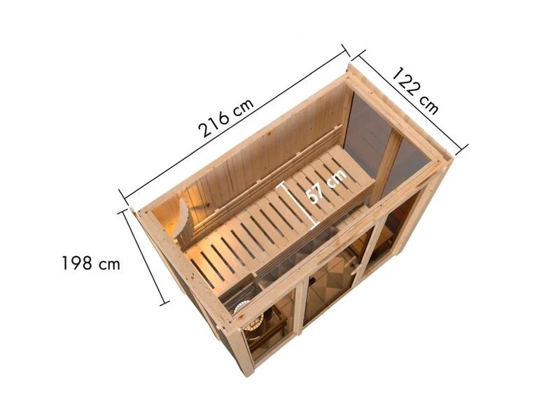 Karibu Sauna Irava 2 inkl. 3,6 kW Bioofen ext. Steuerung