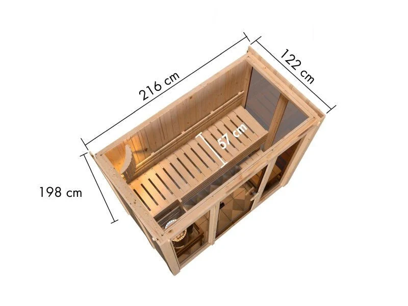 Karibu Sauna Irava 2 inkl. 3,6 kW Ofen ext. Steuerung
