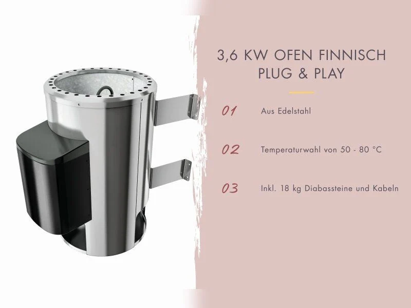 Karibu Sauna Irava 2 inkl. 3,6 kW Ofen ext. Steuerung