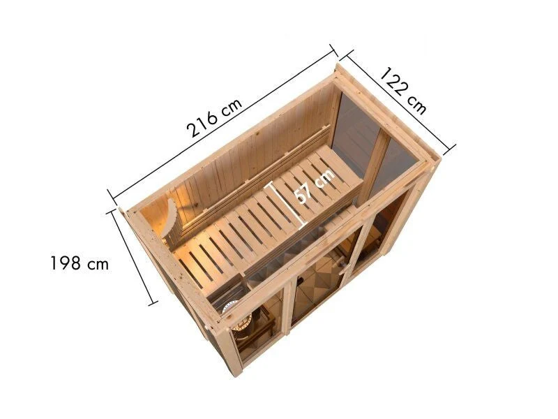 Karibu Sauna Irava 2 inkl. 3,6 kW Ofen integr. Steuerung
