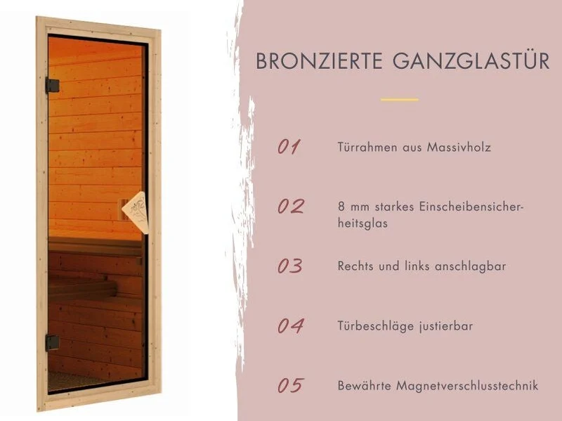 Karibu Sauna Irava 2 inkl. 3,6 kW Ofen integr. Steuerung