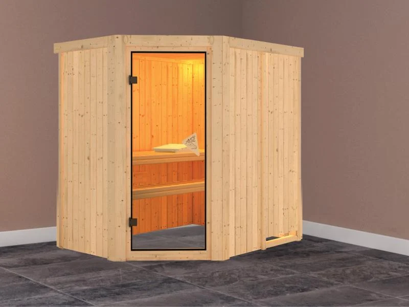 Saja - Karibu Sauna Plug & Play ohne Ofen - ohne Dachkranz -