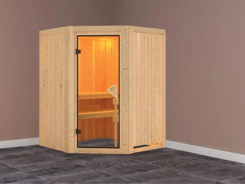 Nanja - Karibu Sauna Plug & Play ohne Ofen - ohne Dachkranz -