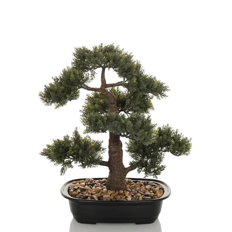 B-Ware hjh OFFICE Kunstpflanze Kunstbaum Bonsai 44 cm grün künstliche Pflanze