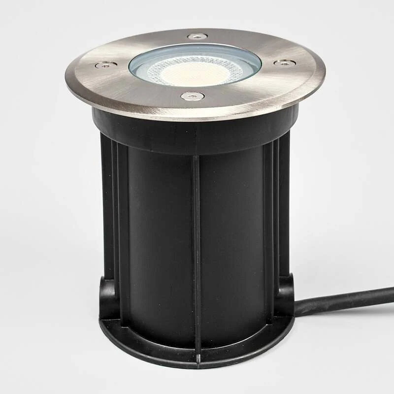 B-Ware Lindby Bodeneinbauleuchte Insa LED Gartenleuchte dimmbar Edelstahl IP67 Ø11cm