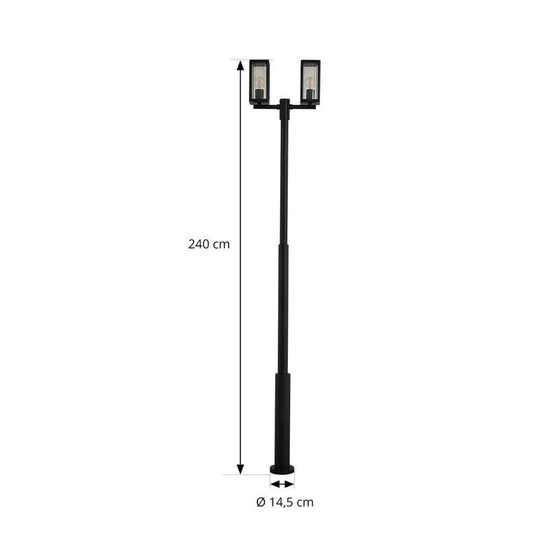 B-Ware Lucande Außenlampe Standlampe Laterne Siveta, 240cm, 2-flg., schwarz, E27, I775