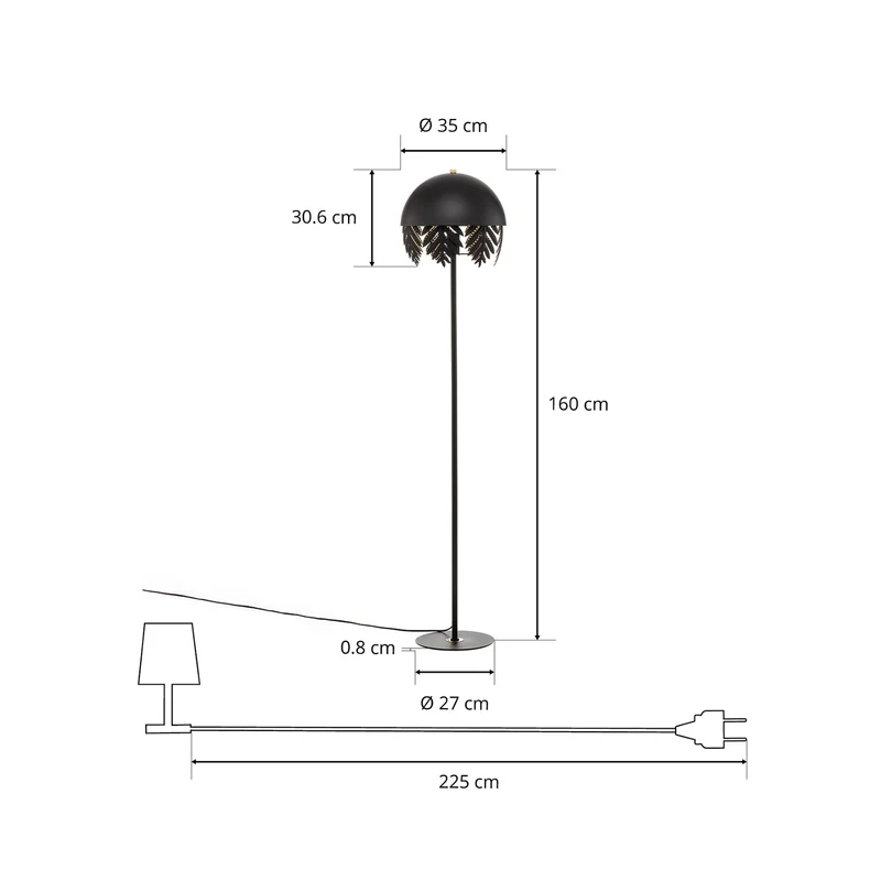 B-Ware Lucande Stehlampe Stehleuchte schwarz gold Eisen Schalter 160 cm E27 LED Leuchte