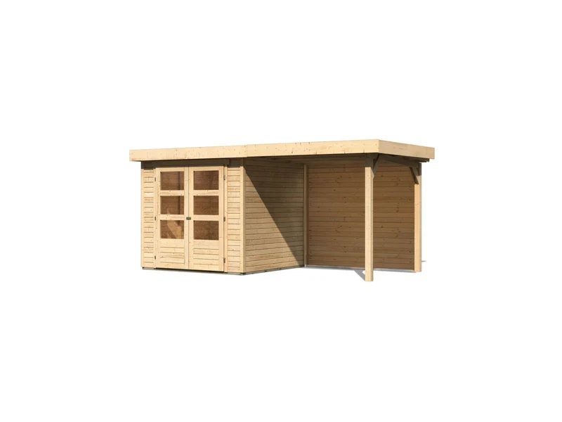 Karibu Gartenhaus Askola 2 mit Anbaudach 2,40 m, Rückwand