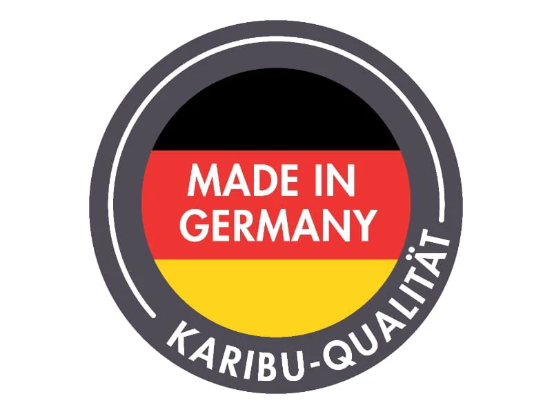 Karibu Stelzenhaus Fidel grau + Rutsche blau + Doppelschaukelanbau + Klettergerüst und Netzrampe