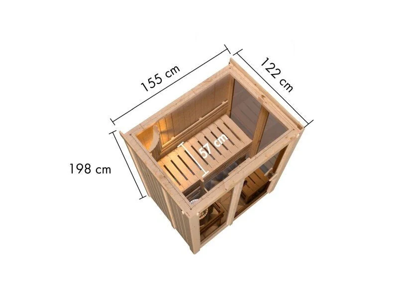 Karibu Sauna Irava 1 - inkl. 3,6 kW Ofen ext. Steuerung