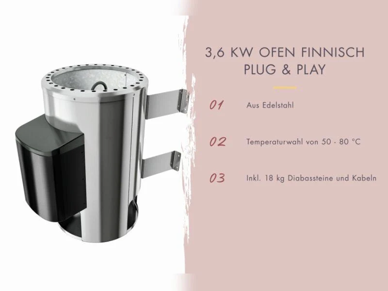 Karibu Sauna Irava 1 - inkl. 3,6 kW Ofen ext. Steuerung