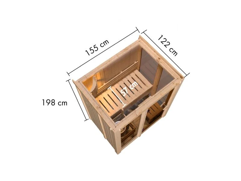 Karibu Sauna Irava 1 - inkl. 3,6 kW Ofen ext. Steuerung