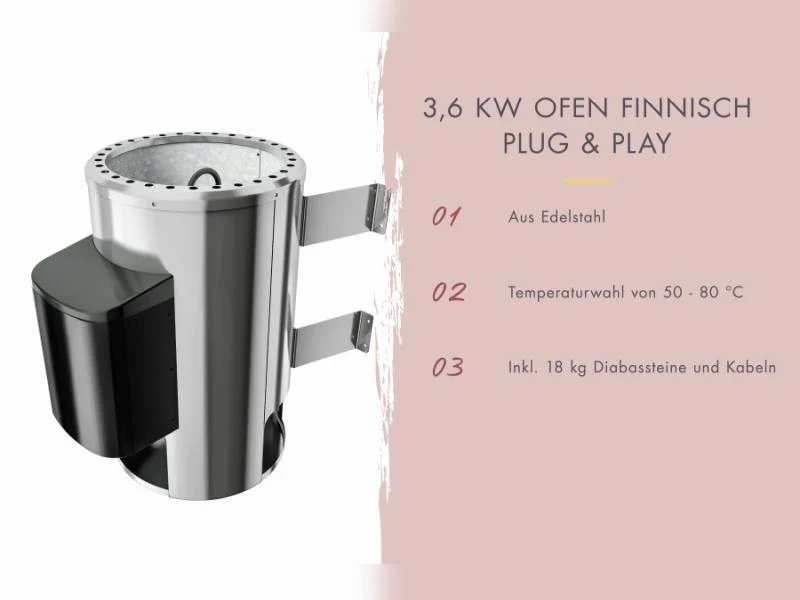Karibu Sauna Irava 1 - inkl. 3,6 kW Ofen ext. Steuerung