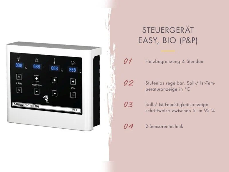 Karibu Sauna Irava 1 - inkl. 3,6 kW Bioofen ext. Steuerung