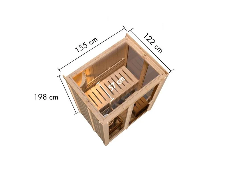 Karibu Sauna Irava 1 - inkl. 3,6 kW Bioofen ext. Steuerung
